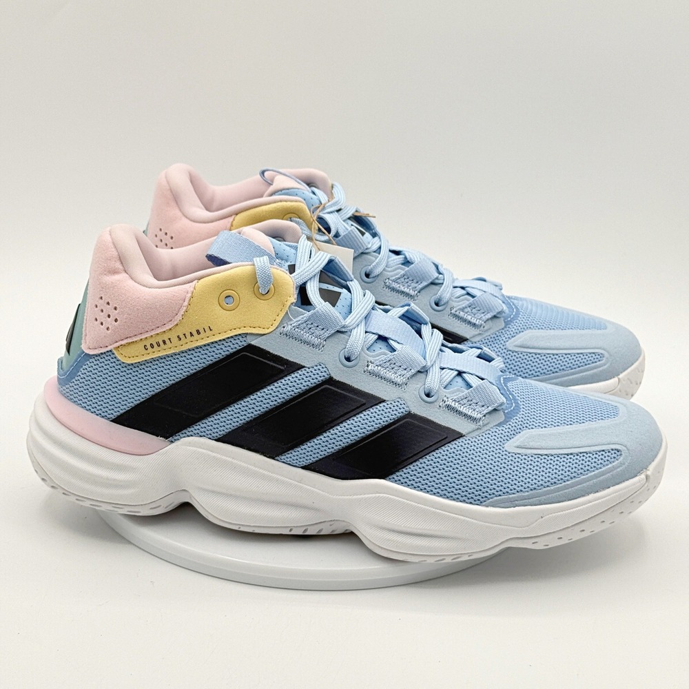 Adidas Court Stabil Mid Indoor Court Shoe / Size 8 Womens / White Blue - NEW